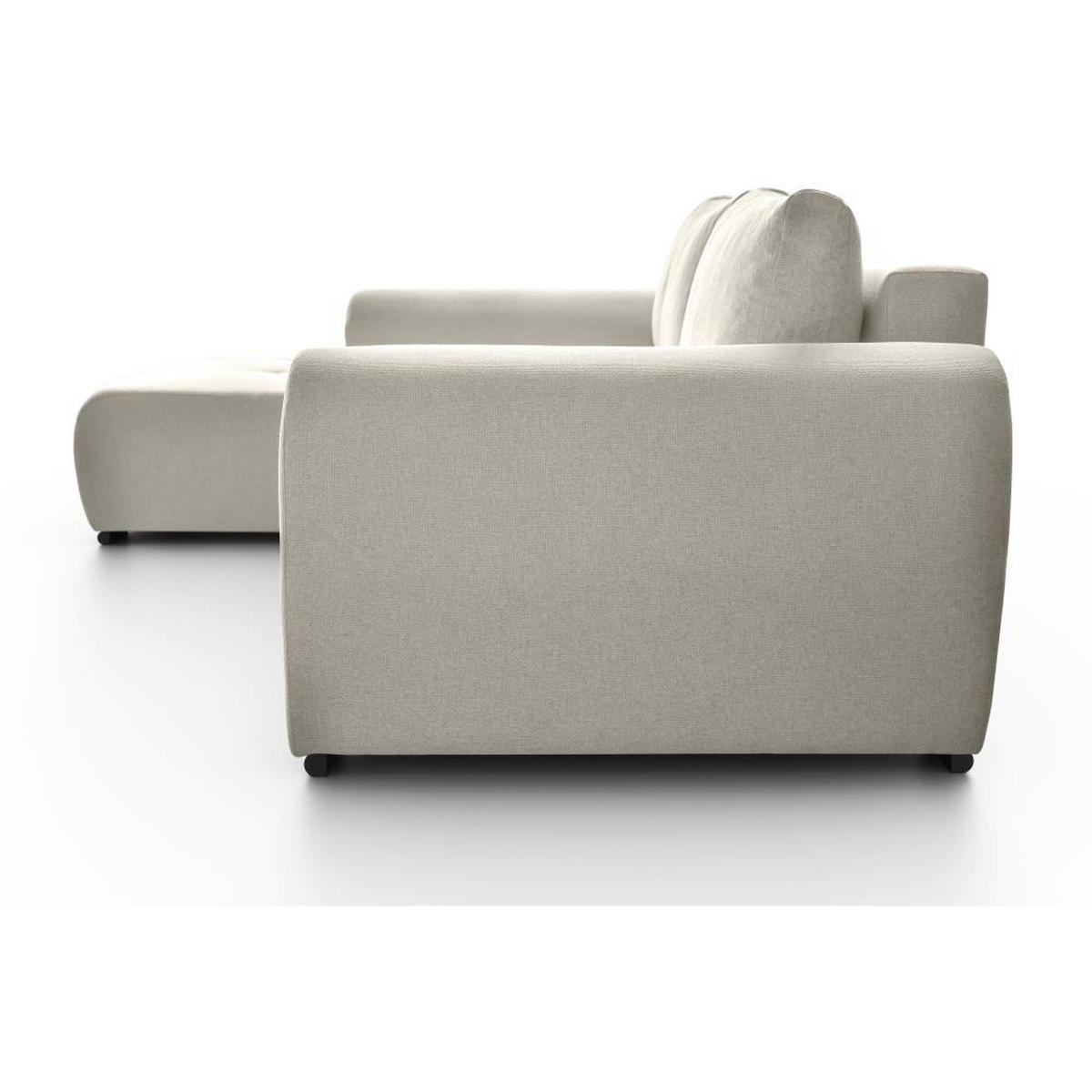 ECKSCHLAFSOFA Diana mt Bettkasten beige links - Beige/Schwarz, Textil (255/175cm) - Beautysofa