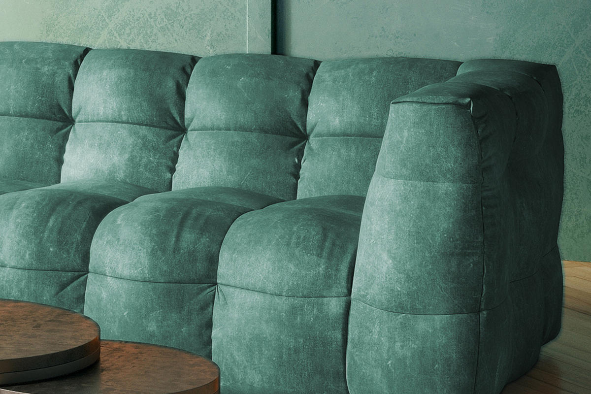 ECKSOFA RIO Petrol Velvet - Petrol/Schwarz, Textil (319/170cm) - KAWOLA