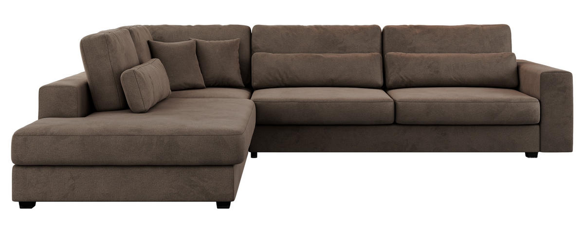 ECKSOFA Savona Braun Velvet - links - Schwarz/Braun, Kunststoff/Textil (316/249cm) - MKS