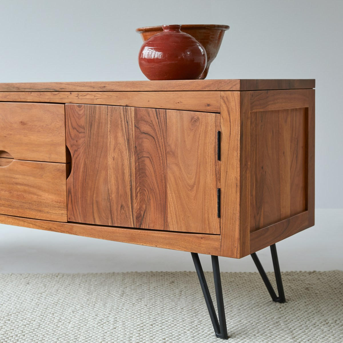 TV-SCHRANK Bonnie Dunkelbraun aus Akazie - Dunkelbraun, Holz (150/62/45cm) - Tikamoon