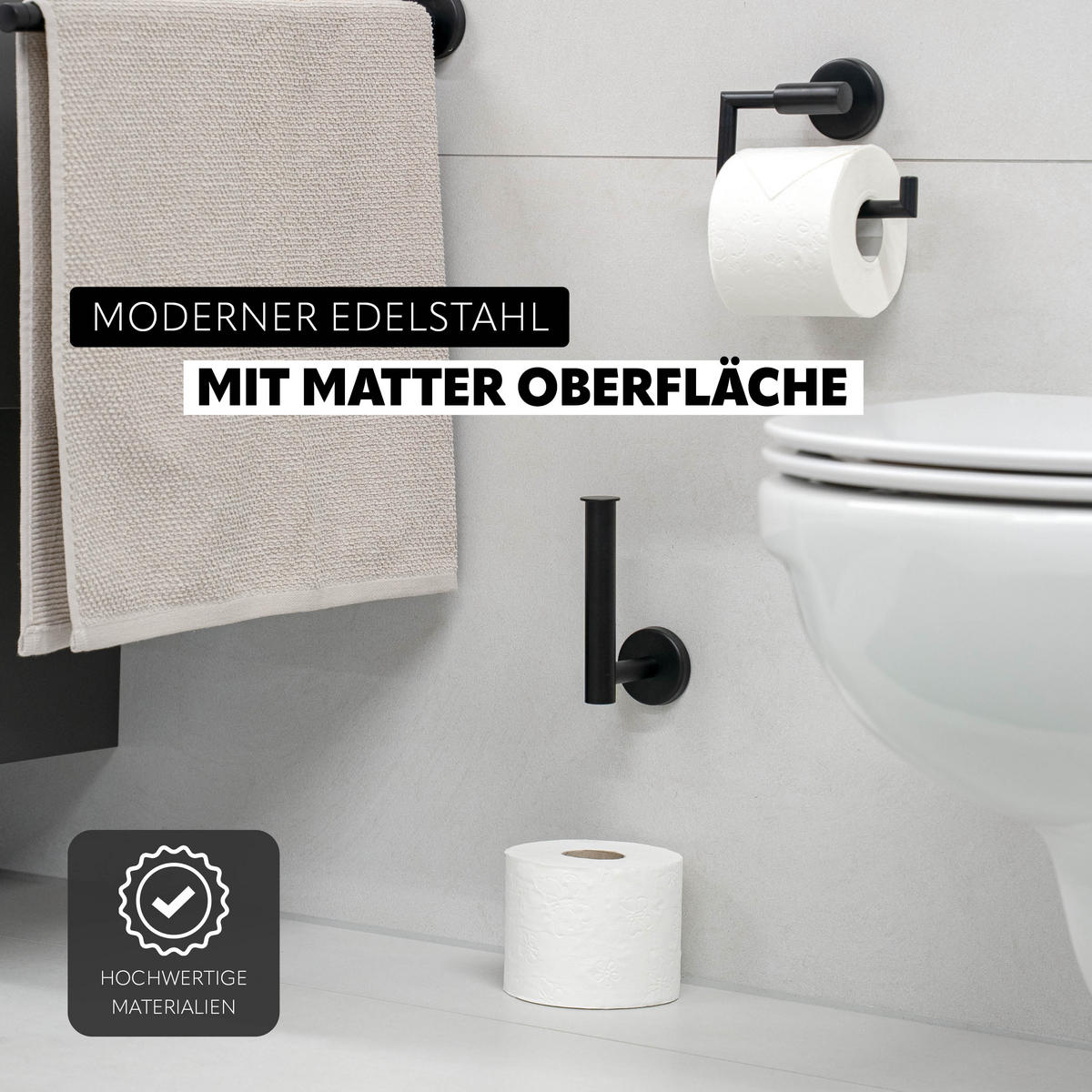 TOILETTENPAPIERHALTER PIAZZA BLACK 2er Set, Edelstahl - Schwarz, Metall (15.5/11/6cm)