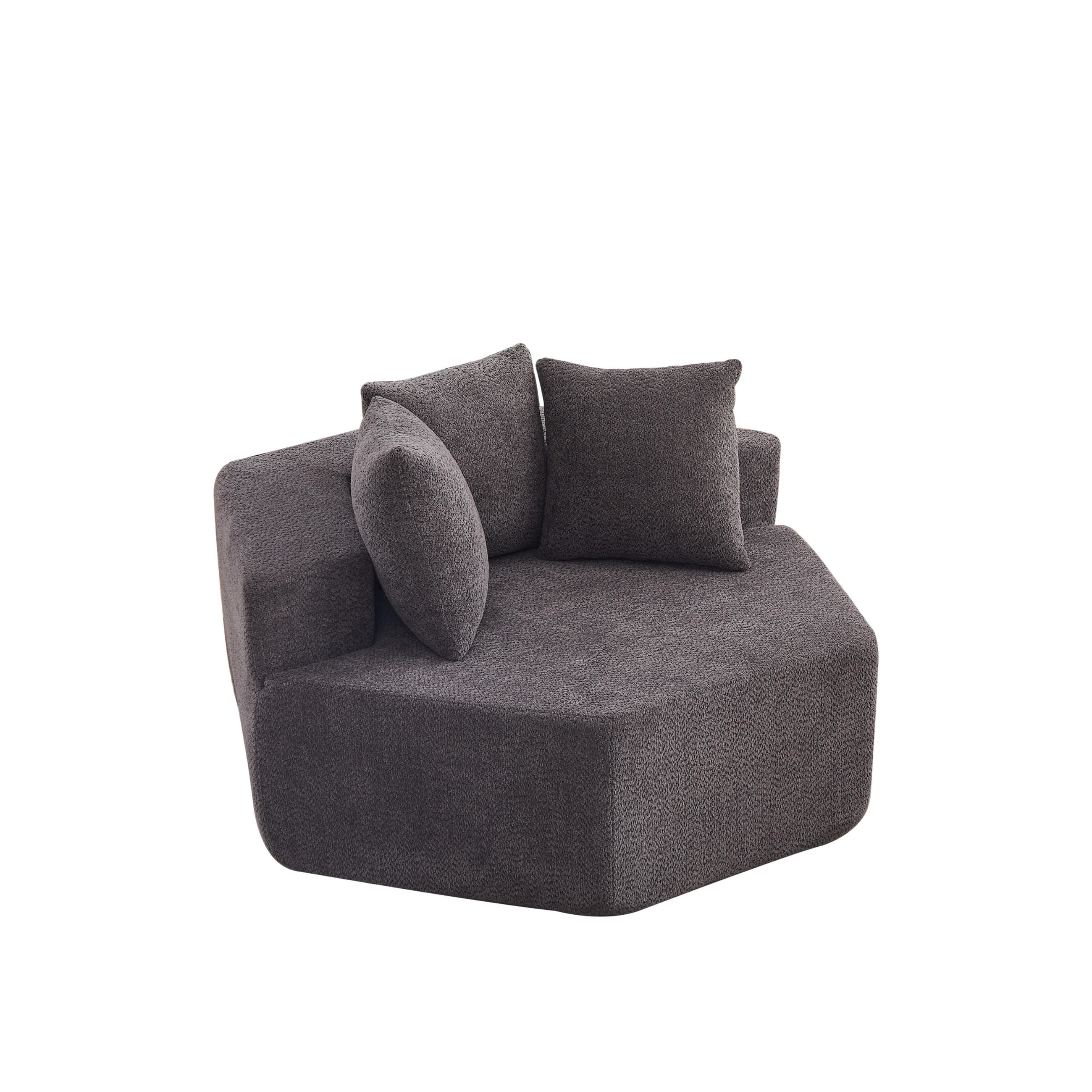 SESSEL DE-34513 sechseckig mit 3 Kissen Grau - Grau, Textil (122/76/138cm) - ComfortXL
