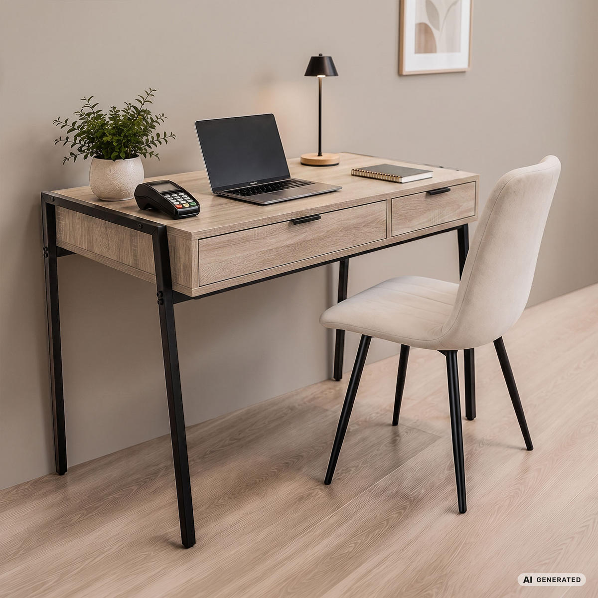 SCHREIBTISCH ZENTIA 100 cm Sonoma Eiche - Schwarz/Sonoma Eiche, Holzwerkstoff (100/45/80.5cm) - Akord