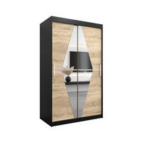 SCHWEBETÜRENSCHRANK 200/120/62 2-türig - Silberfarben/Schwarz, Holz/Kunststoff (120/200/62cm) - Abiks Möbel