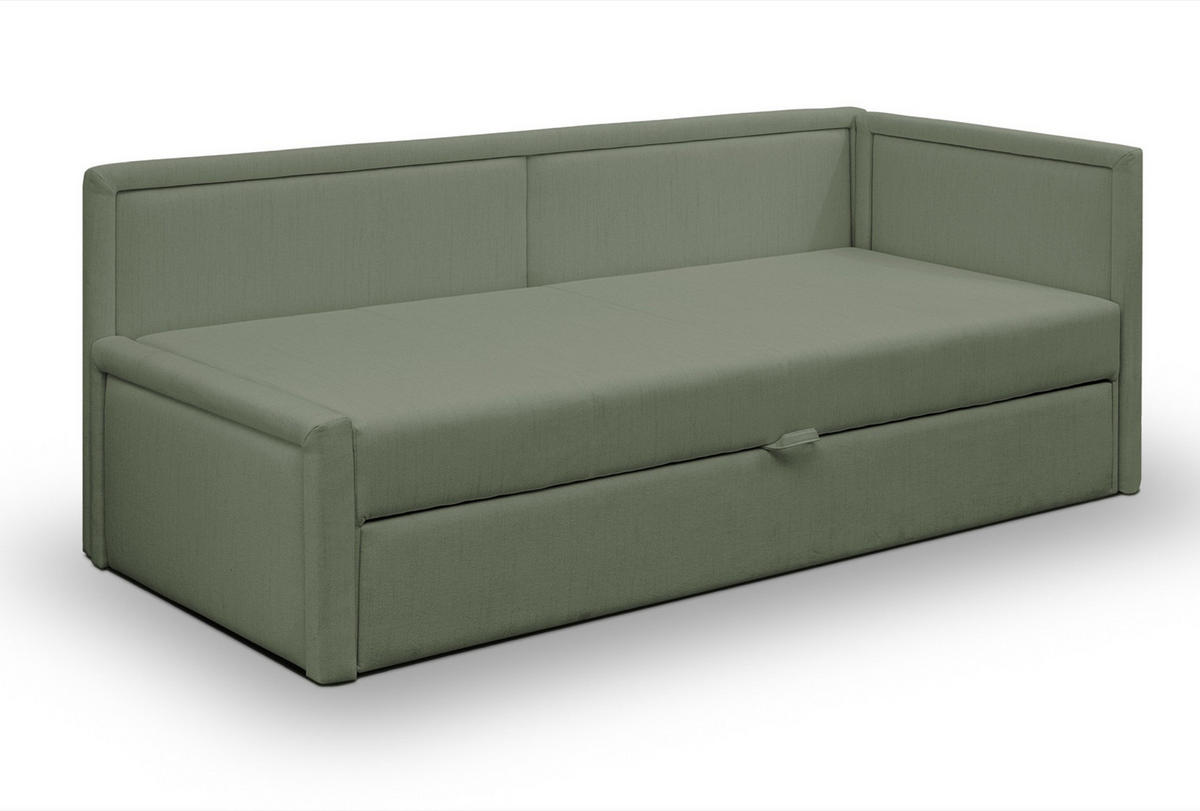 JUGENDBETT Caprili Salbeigrün ausziehbar für 2 Personen - Schwarz/Hellgrün, Holz/Textil (82/189cm) - Selsey