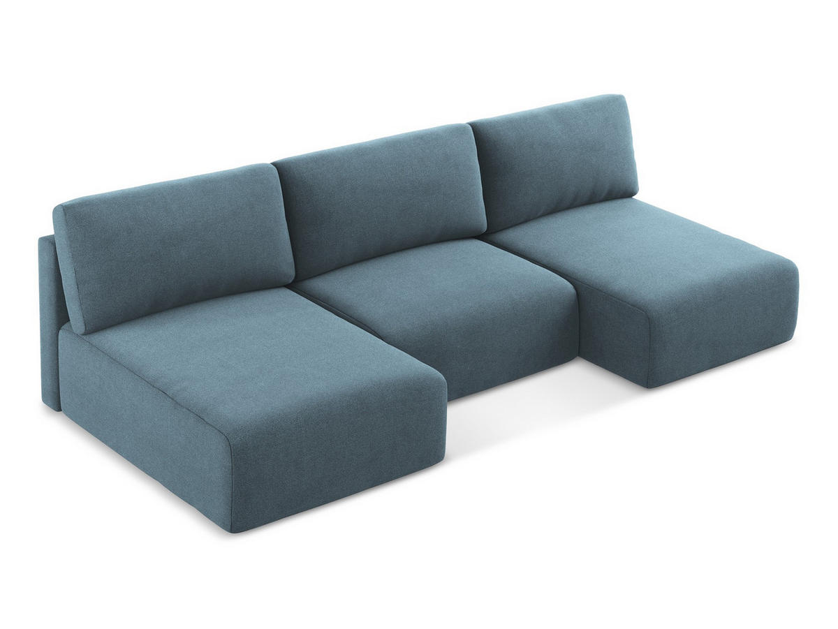 WOHNLANDSCHAFT Strukturstoff Stoff Blau - Blau/Schwarz, Kunststoff/Textil (304/79/149cm) - Makamii
