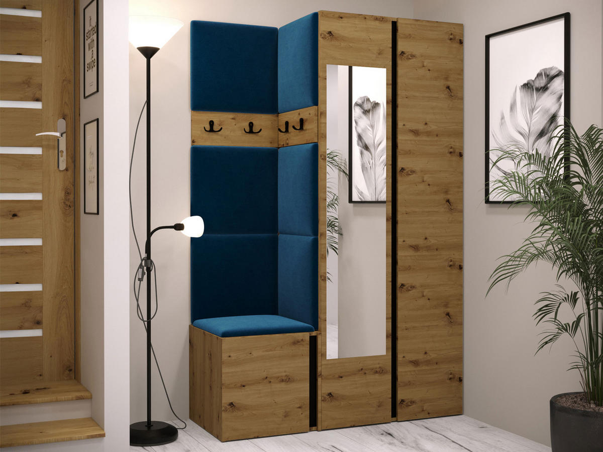 GARDEROBEN-SET Orion XXVI - Blau/Eiche Artisan, Holzwerkstoff/Kunststoff (116/186/46cm) - MIRJAN24