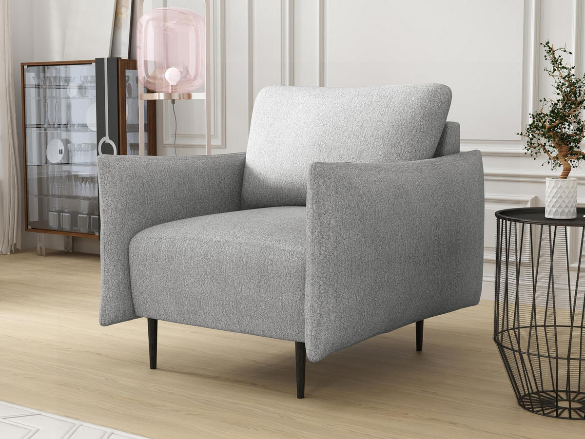 SESSEL Lambi - Hellgrau/Schwarz, Holz/Textil (98/85/90cm) - MIRJAN24