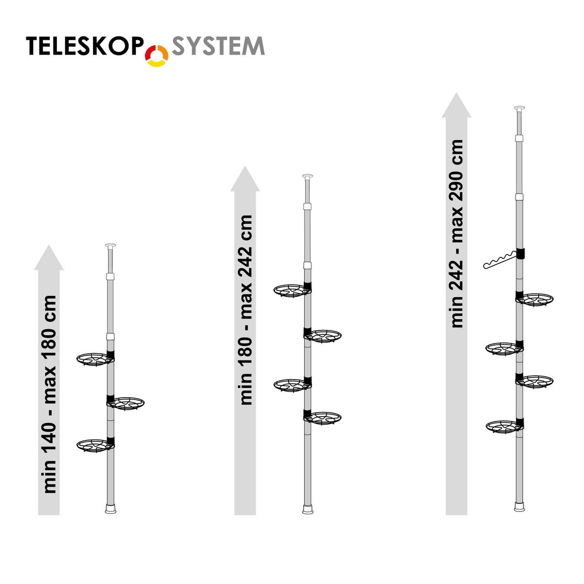 TELESKOP-BLUMENREGAL, grau - Grau, Metall (19/49/290cm) - bremermann