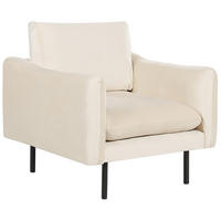 SESSEL Samtstoff Hellbeige Vinterbro - Beige, Textil (83/86/84cm) - Beliani