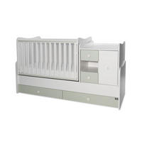 BABYBETT Mini Max 3 in 1 grün 120 x 60 cm, Jugendbett 190 x 72 cm, Wickelkommode, Schaukelfunktion - Grün, Holzwerkstoff (72/190cm) - Lorelli