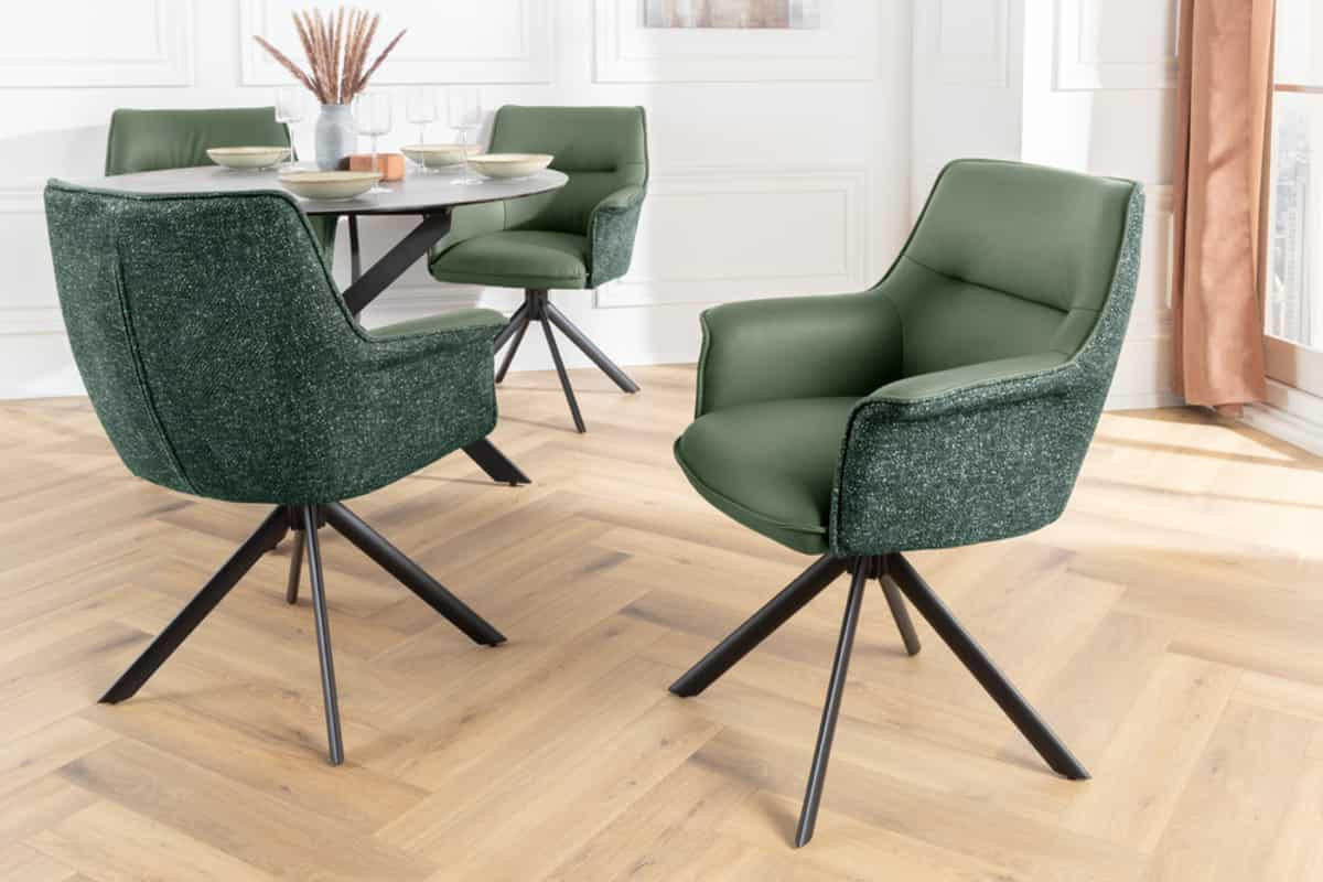 STUHL UNIQUE Chenille Grün 85 cm - Schwarz/Grün, Kunststoff/Textil (66/87/68cm) - riess-ambiente