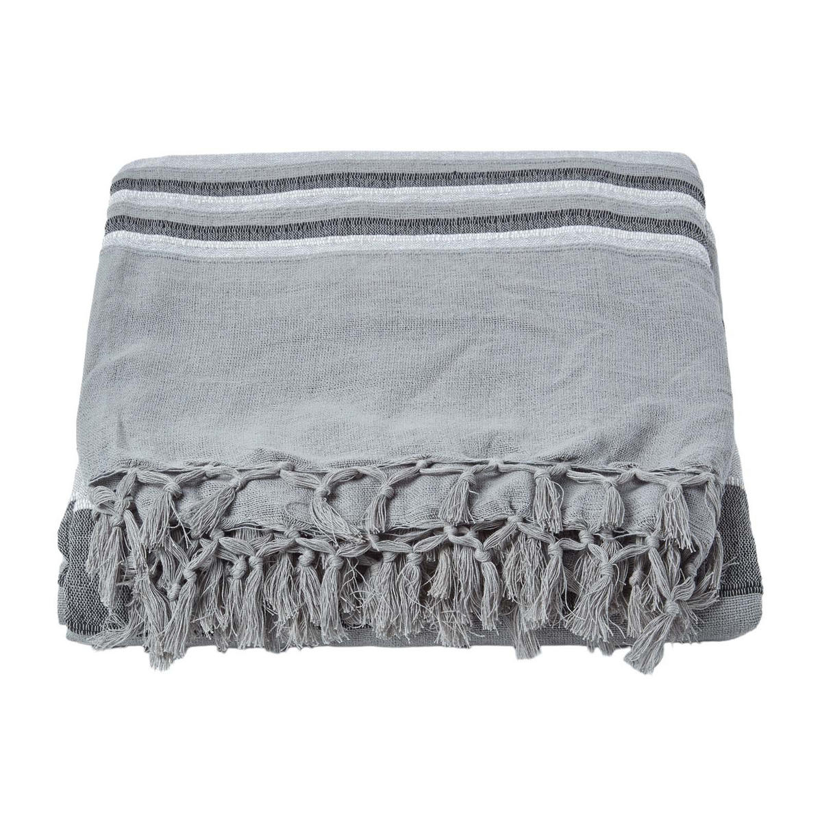ÜBERWURF Morocco 225/255 cm, 100% Baumwolle gestreift - Grau, Textil (225/255cm) - Homescapes