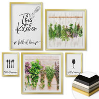 WANDBILDER 5er Set - 50x50 cm & 20x30 cm & 40x60 cm Goldrahmen - Tisch aus Zitronenbaum - Goldfarben, Kunststoff (40/60cm) - ArtPrintCave