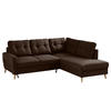 ECKSOFA mit Ottomane - Webstoff - Hellbraun/Dunkelbraun, Holz/Textil (230/200cm) - home24