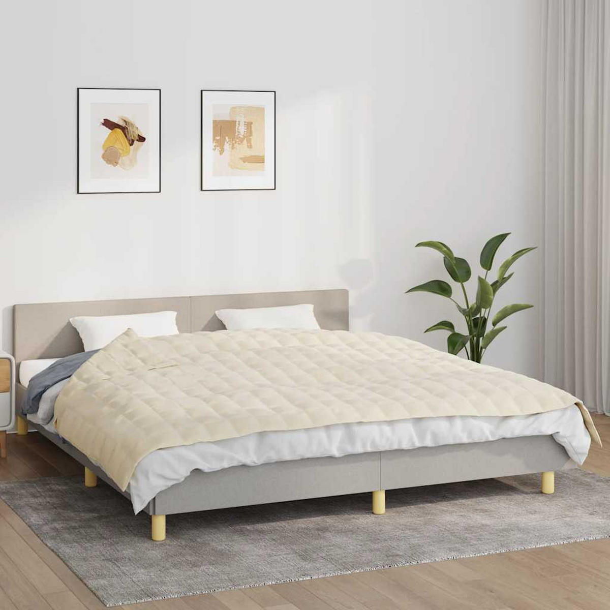 GEWICHTSDECKE Hellcreme 155/220 Cm 11 Kg Stoff - Creme, Textil (150/220cm) - vidaXL