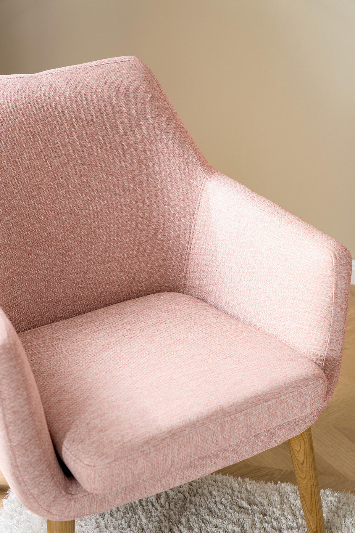 LOUNGESESSEL - Eichefarben/Rosa, Eichenholz/Textil (66/80/68cm) - home24