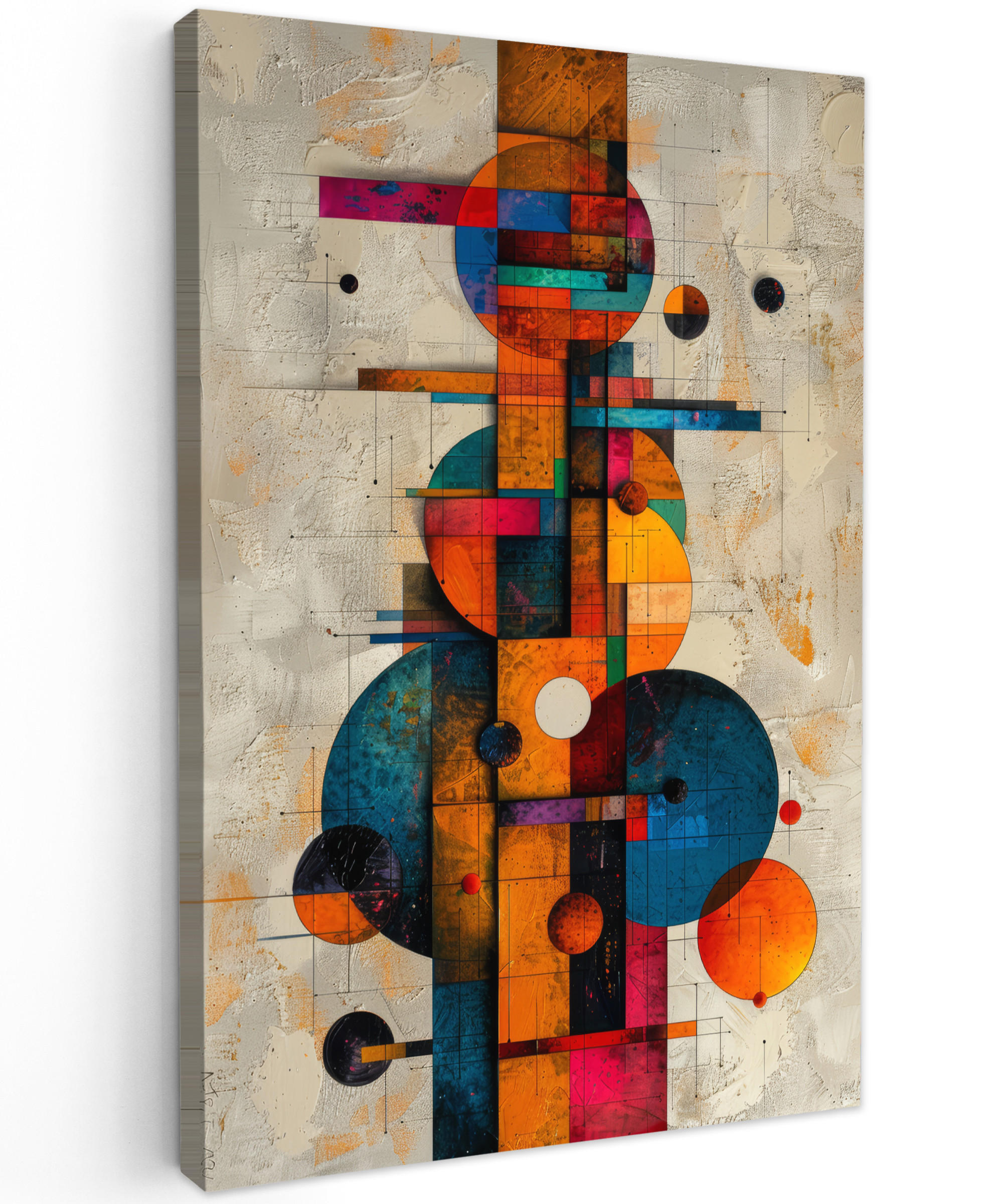 MuchoWow OBRAZ NA PLÁTNĚ Vintage - Moderní umění - Oranžová - Geometrické tvary 60x90 cm