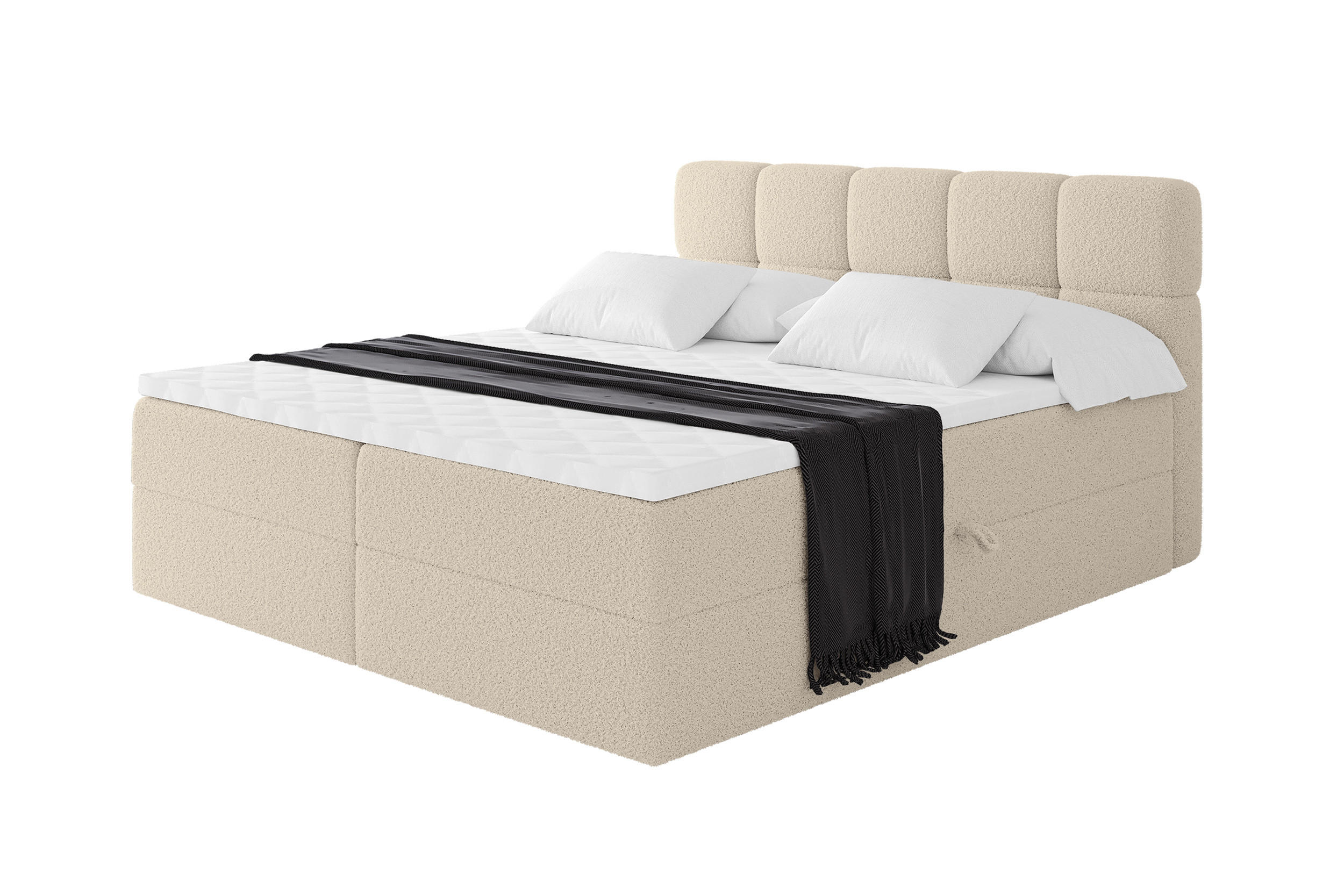 BOXBETT mit Matratze H3 - FAMA - 120x200 cm Dunkelbeige Quelle - Creme, Holzwerkstoff (120/200cm) - ALTDECOR