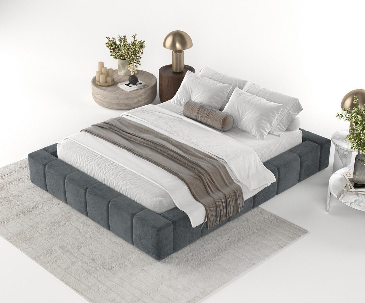 POLSTERBETT Kea mit Stauraum 200/200 cm Anthrazit im Terra NW Stoff - Anthrazit/Schwarz, Holz/Holzwerkstoff (200/200cm) - AltaBeds
