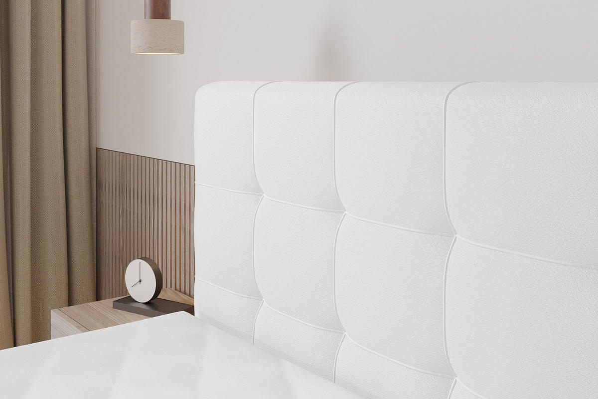 BOXSPRINGOVÁ POSTEL s matrací H3/H4 - IGAN-Z KING - 140x200 cm Bílá - vysoce lesklá bílá, kompozitní dřevo (143/200cm) - ALTDECOR