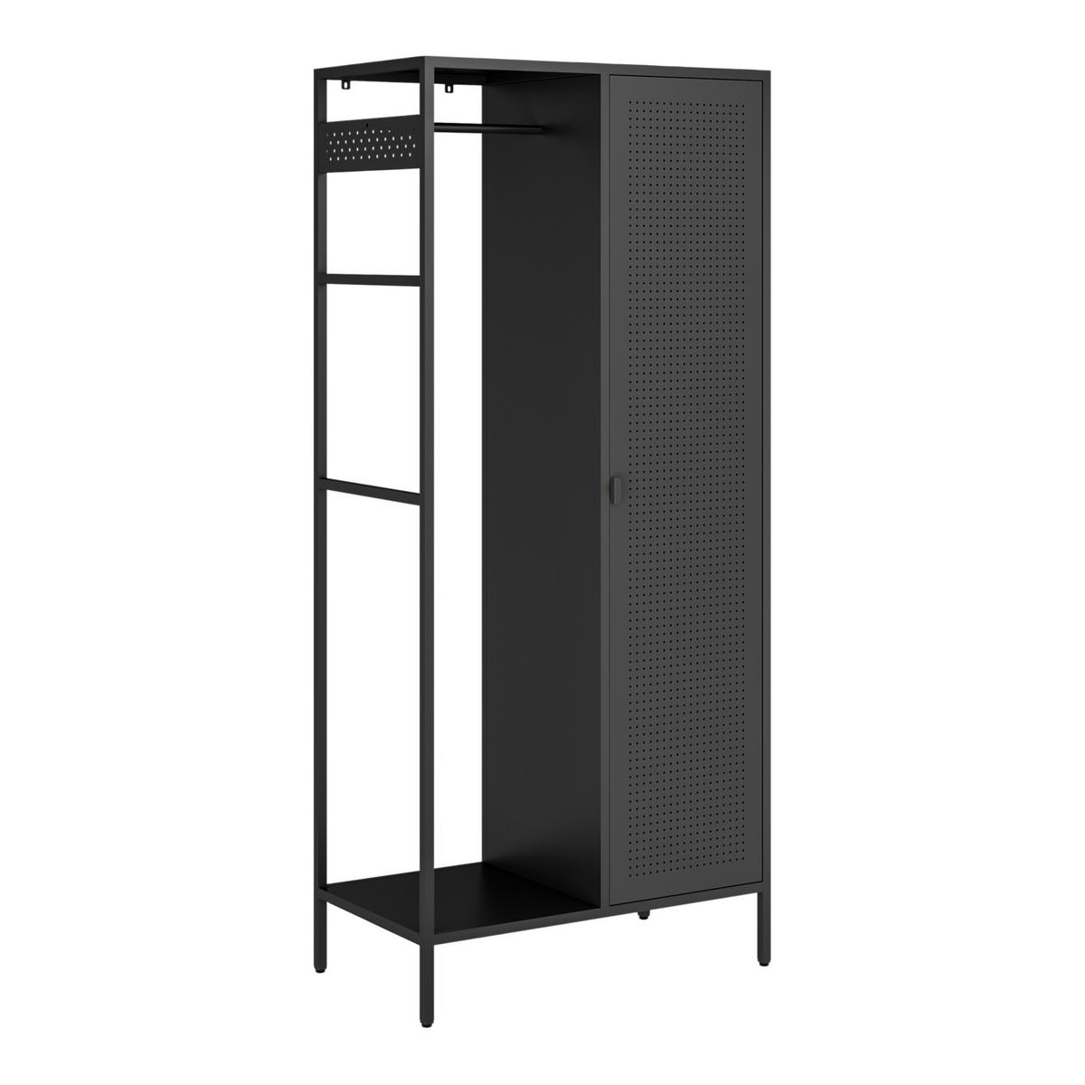 KLEIDERSCHRANK Puumala - Schwarz, Metall (80/180/45cm) - [en.casa]