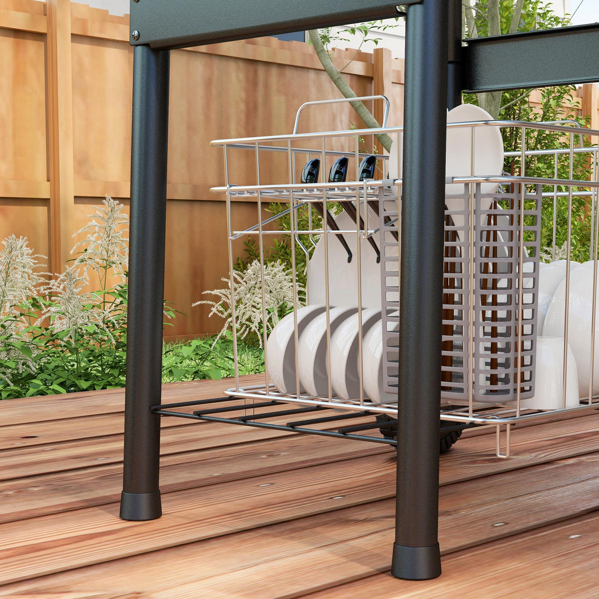 HOLZKOHLEGRILL DE-18267 mit Deckel, Thermometer & Seitenablage Schwarz - Schwarz, Metall (46.5/115/83cm) - ComfortXL