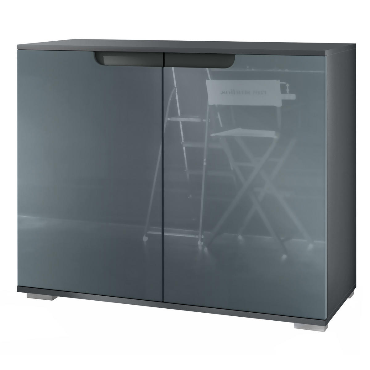 KOMMODE Sylt Grau Hochglanz - Grau, Holzwerkstoff (92.5/75.5/35cm) - Vladon