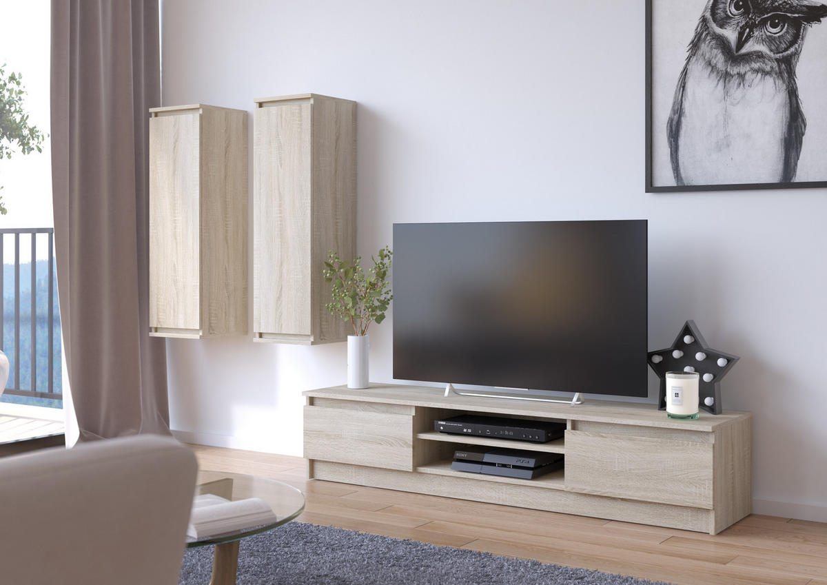 TV-ELEMENT SET Sonoma Eiche 240x40x140 cm - Sonoma Eiche, Holzwerkstoff (240/140/40cm) - Akord