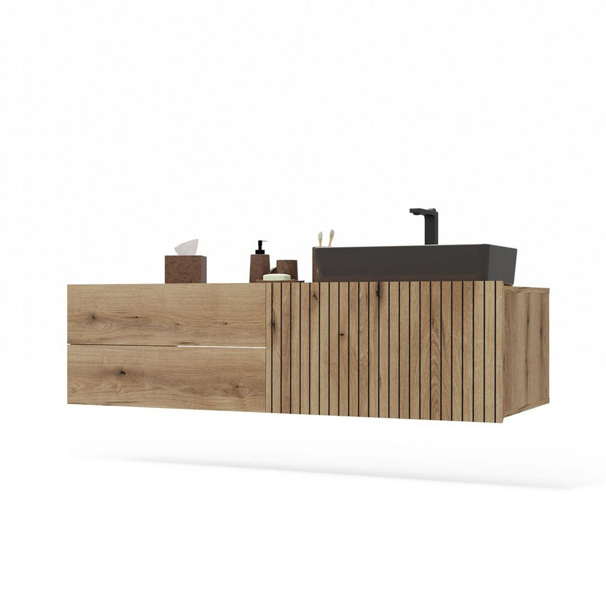 SKŘÍŇKA POD UMYVADLO dub 140/37,5/53 - barva dubu, kompozitní dřevo (140/38/53cm) - RAUMHIRSCH FURNITURE