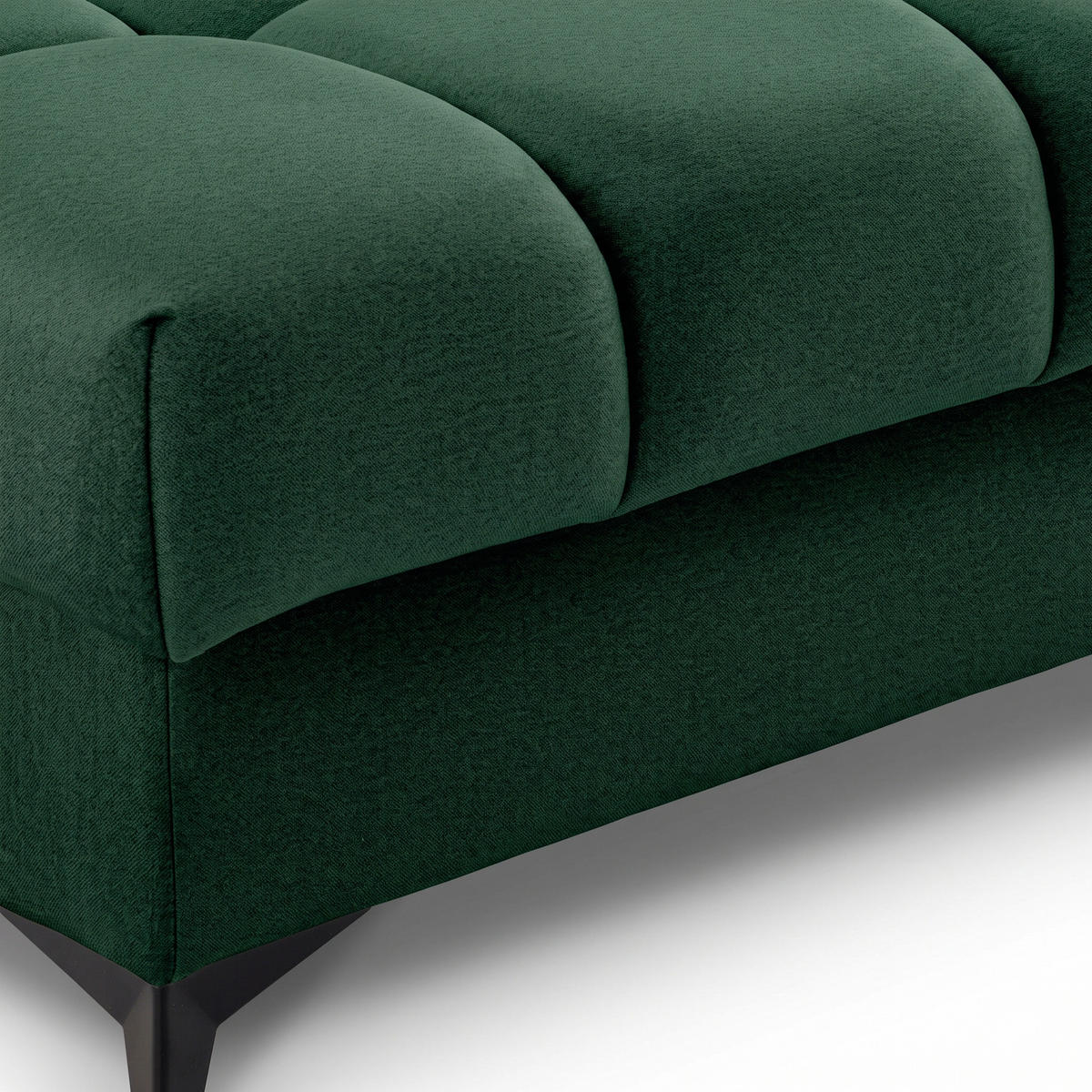 ECKSOFA PUDDING L Links mit Schlaffunktion 125x195 Velours Grün - Schwarz/Grün, Holz/Textil (203/275cm) - Muffo