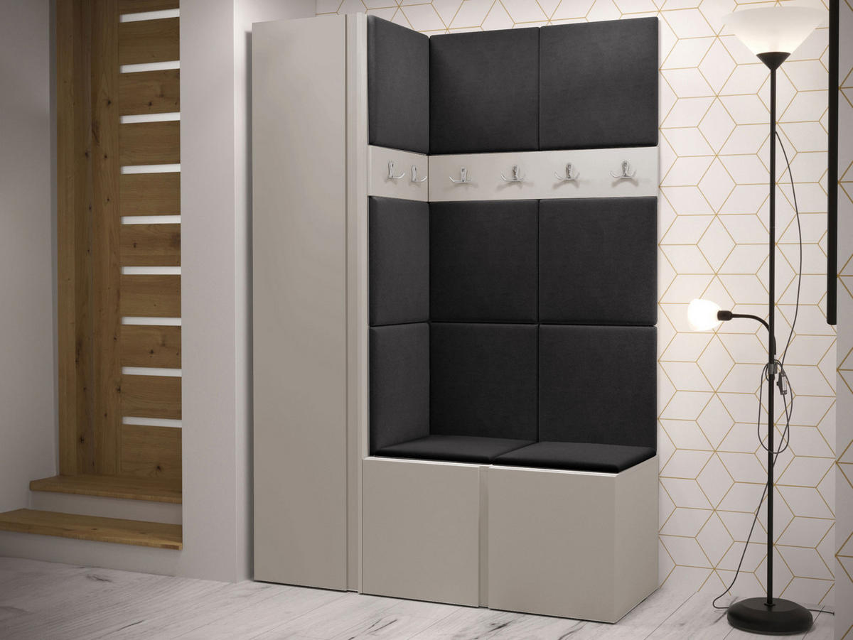 GARDEROBEN-SET Orion IX - Kaschmir/Anthrazit, Holzwerkstoff/Kunststoff (124/186/46cm) - MIRJAN24