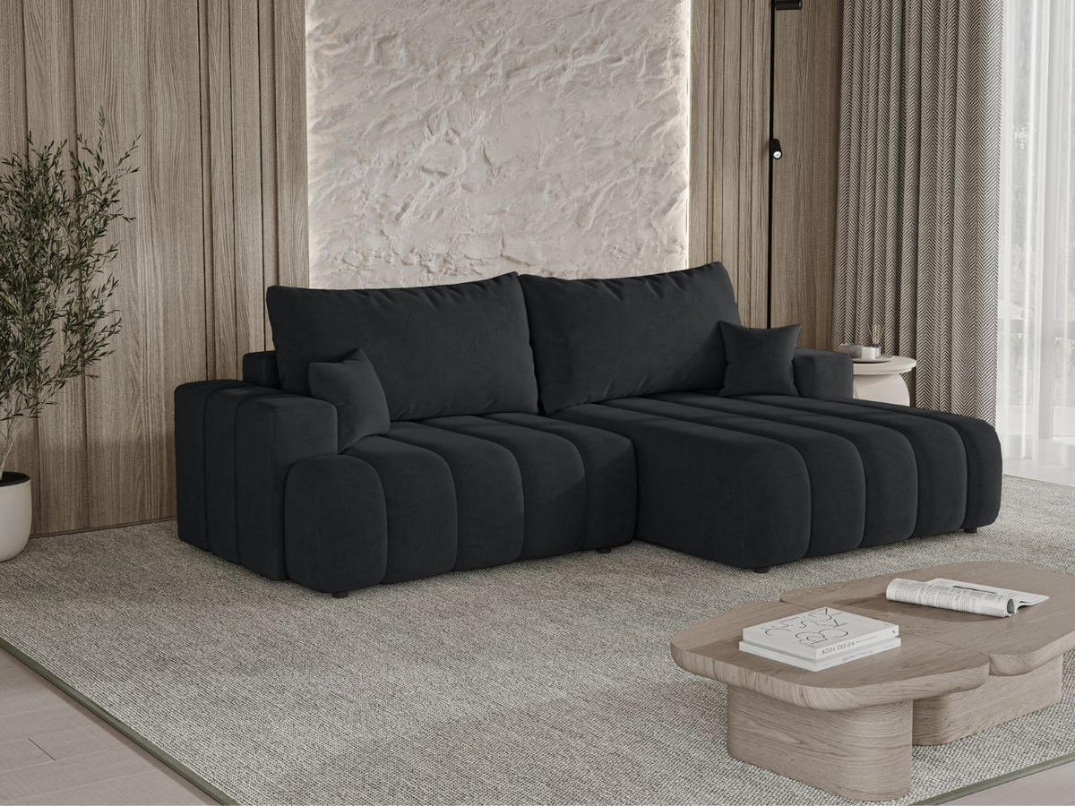 ECKSOFA Caleo Schwarz Rechts - Schwarz, Holz/Textil (270/170cm) - Graingold