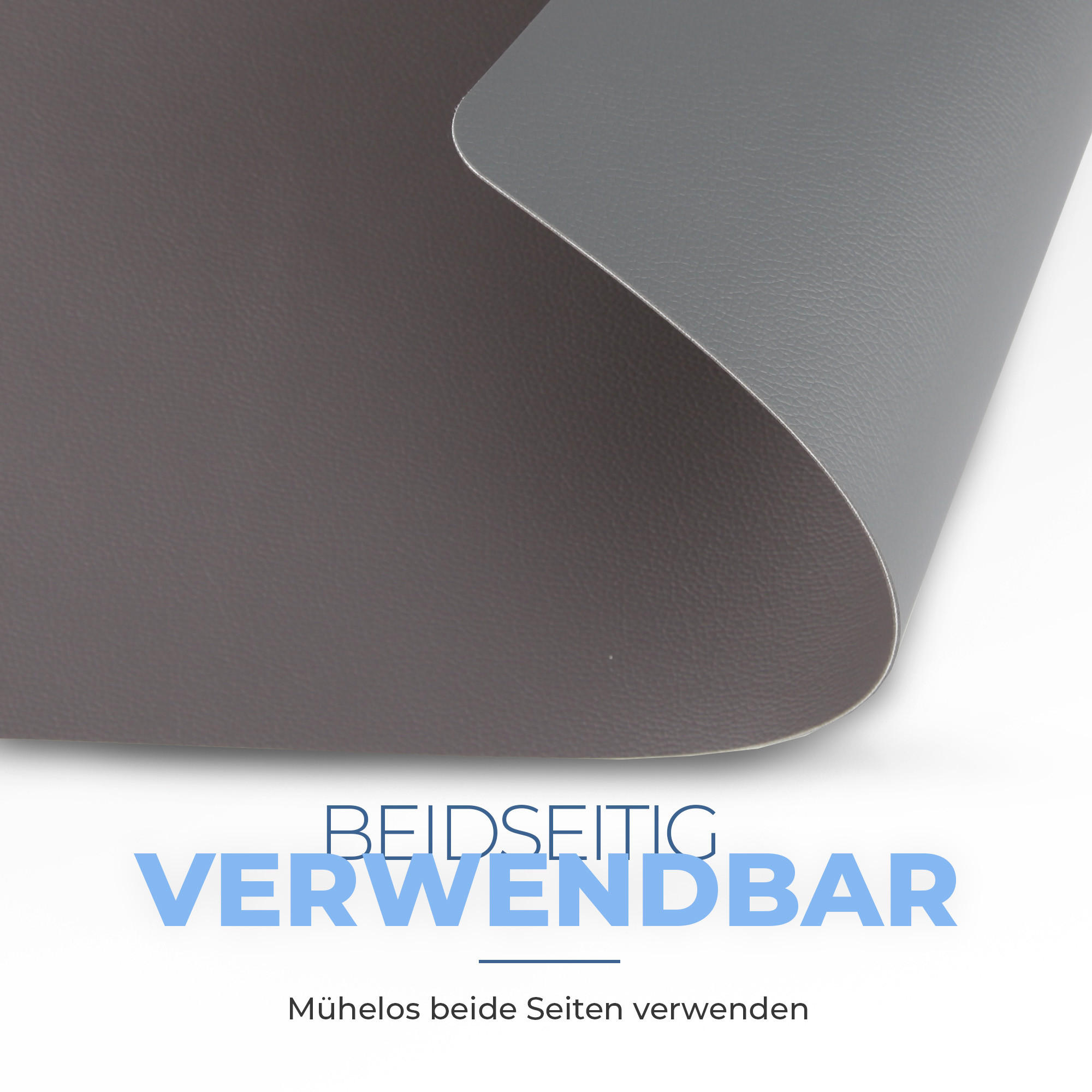 TISCHSET ( 6er Set ) abwischbares Lederimitat Platzdeckchen 46x33cm - Doppelseitiges Unifarben ( Grau / Dunkelgrau ) Kunstleder Platzset - Dunkelgrau, Kunststoff (33/46cm) - Bestlivings