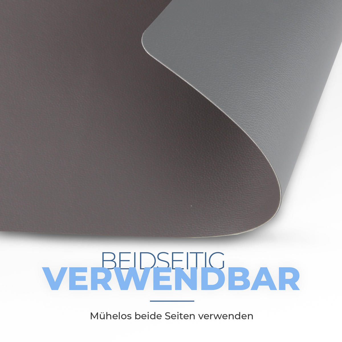 TISCHSET ( 6er Set ) abwischbares Lederimitat Platzdeckchen 46x33cm - Doppelseitiges Unifarben ( Grau / Dunkelgrau ) Kunstleder Platzset - Dunkelgrau, Kunststoff (33/46cm) - Bestlivings