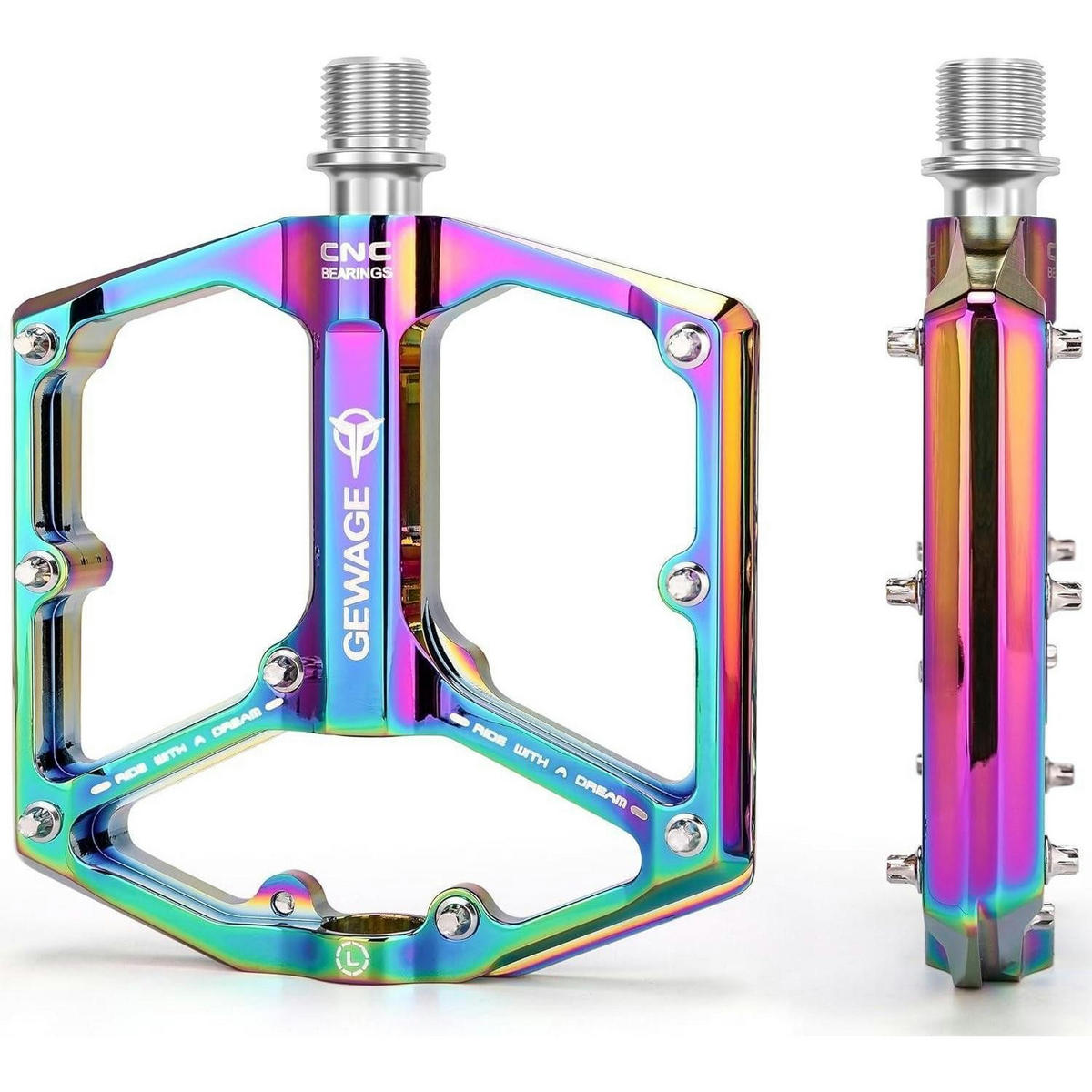 FAHRRADPEDALE Rennrad/Mountainbike Aluminiumlegierung 9/16 Zoll bunte Plattformpedale mit 3 Lagern und - Multicolor, Metall (10/1.5/10.4cm)