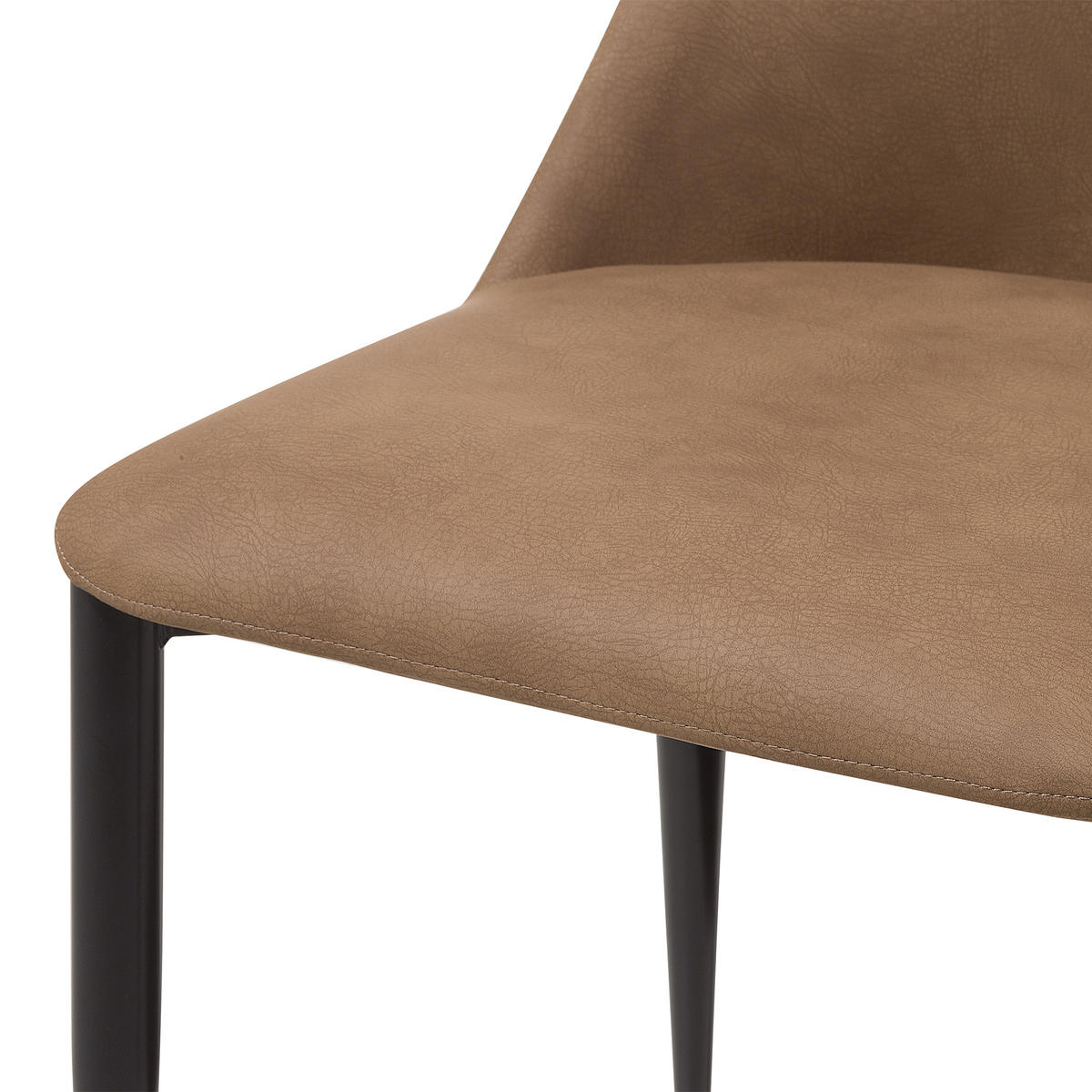 ESSZIMMERSTUHL 2er-Set Kunstleder Braun Clayton - Braun, Textil/Metall (47/96/58cm) - Beliani