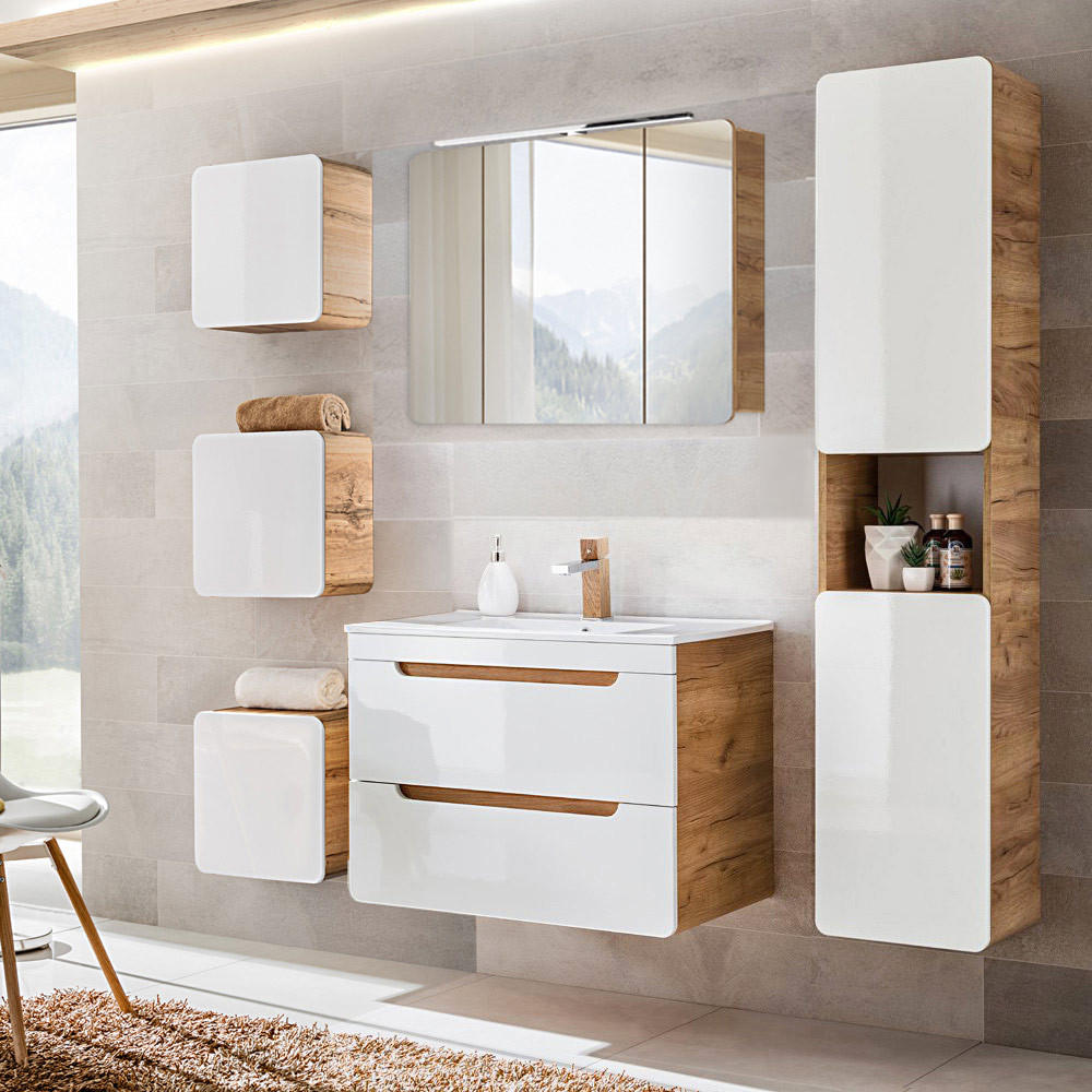 Lomado Badmöbel-Set Weiß 180x200x46 cm