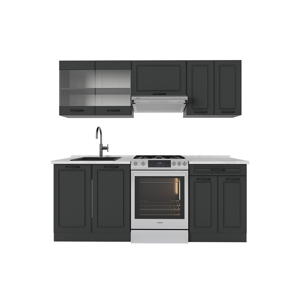 KUCHYŇSKÝ KOUT R-Line Antracitový venkovský dům/antracit - antracitová, kompozitní dřevo (200/81.6/60cm) - Vicco