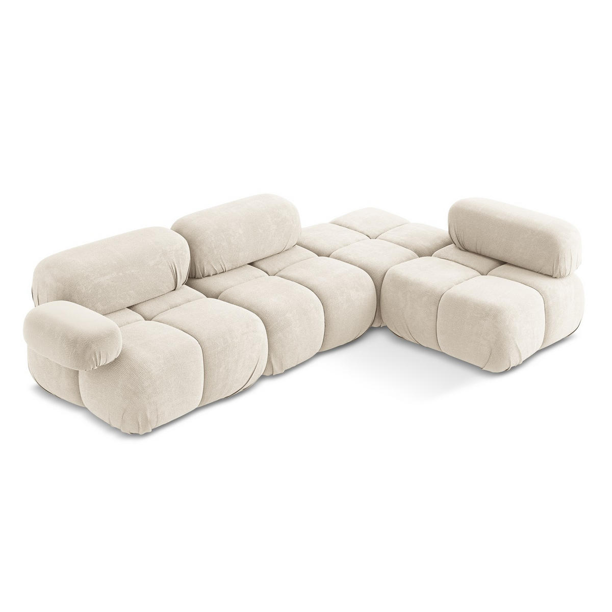 ECKSOFA Rechts Chenille Stoff Beige - Beige/Creme, Kunststoff/Textil (285/190cm) - LaMiaSofa