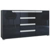SIDEBOARD Sylt Schwarz Hochglanz / Weiß Hochglanz - Schwarz Hochglanz, Holzwerkstoff (138.5/75.5/35cm) - Vladon
