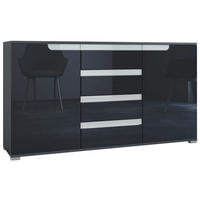 SIDEBOARD Sylt Schwarz Hochglanz / Weiß Hochglanz - Schwarz Hochglanz, Holzwerkstoff (138.5/75.5/35cm) - Vladon