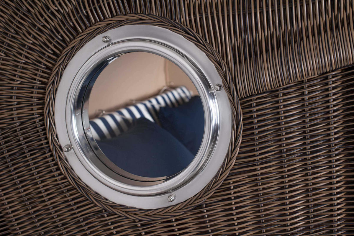 STRANDKORB XXL Düne Grande 2,5 Sitzer - Blau/Braun, Metall (142/170/95cm) - Mr. Deko