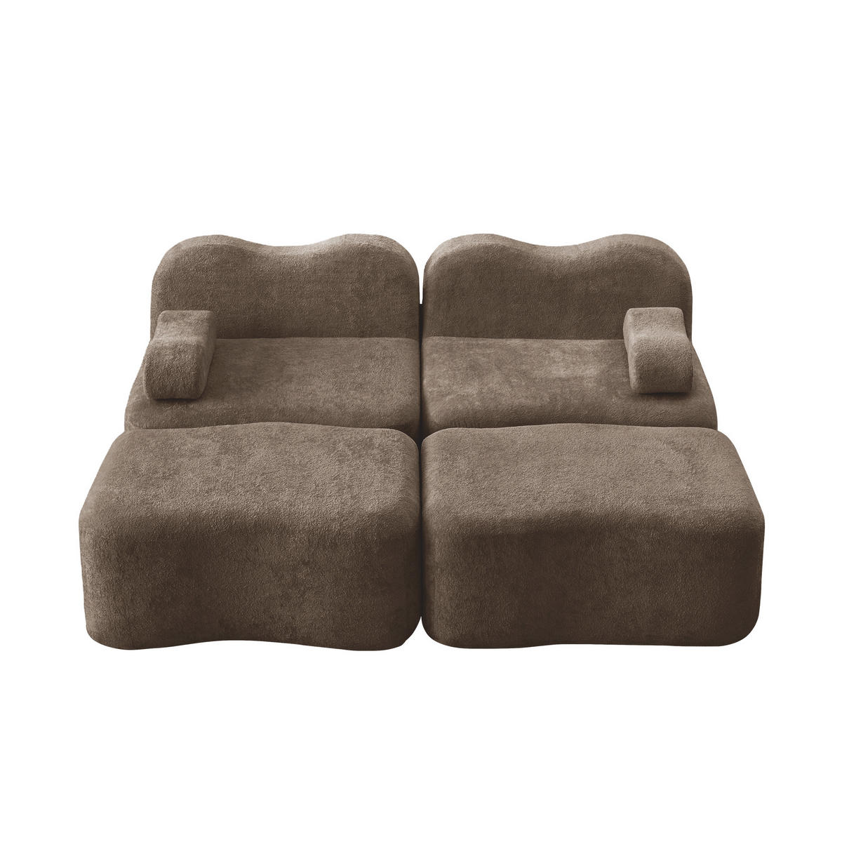 2-SITZER-SOFA DE-34348 mit 2 Ottomans Braun - Braun, Textil (167/70/192cm) - ComfortXL