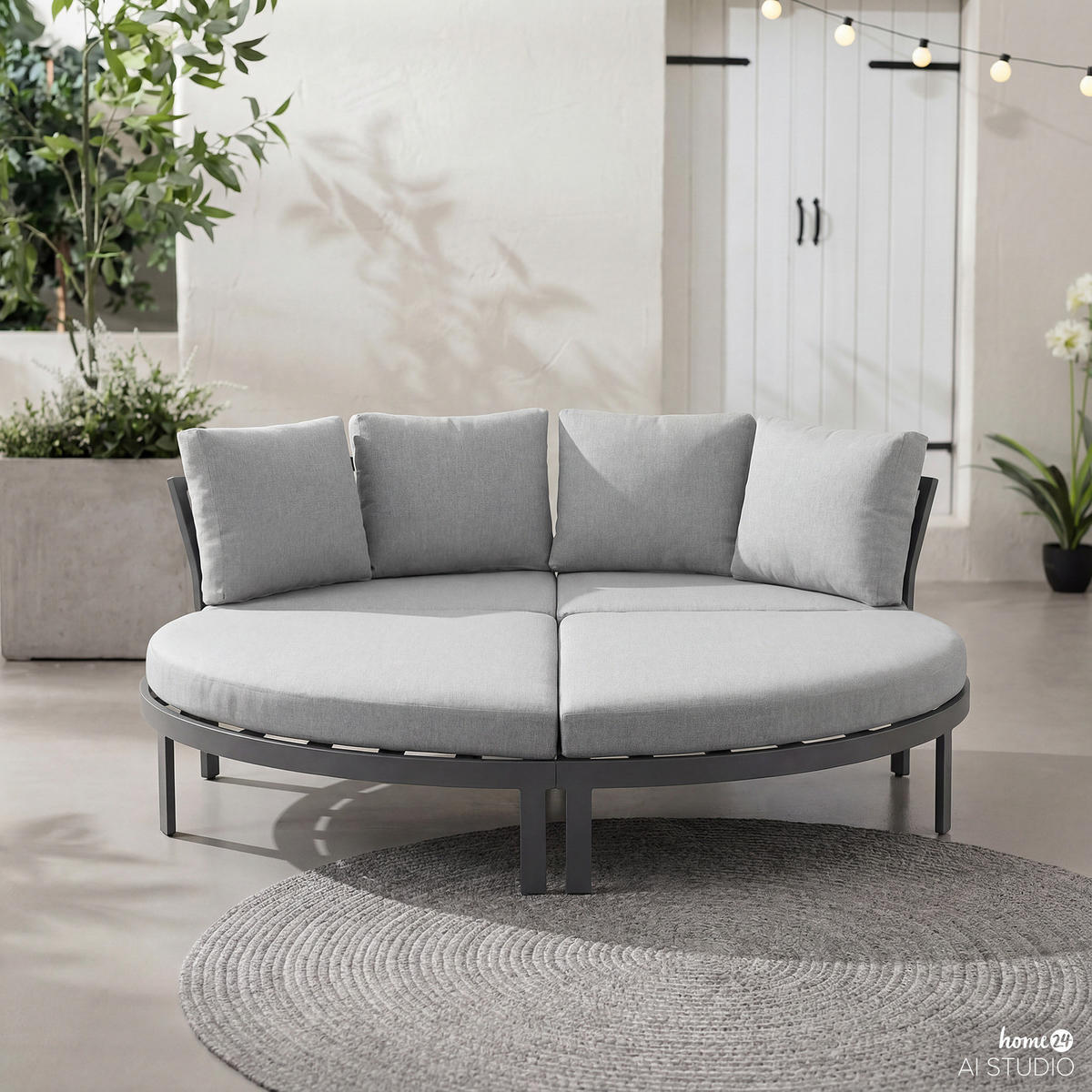 DAYBED - Aluminium / Webstoff - Grau - Grau, Textil/Metall (194/80/200cm) - home24