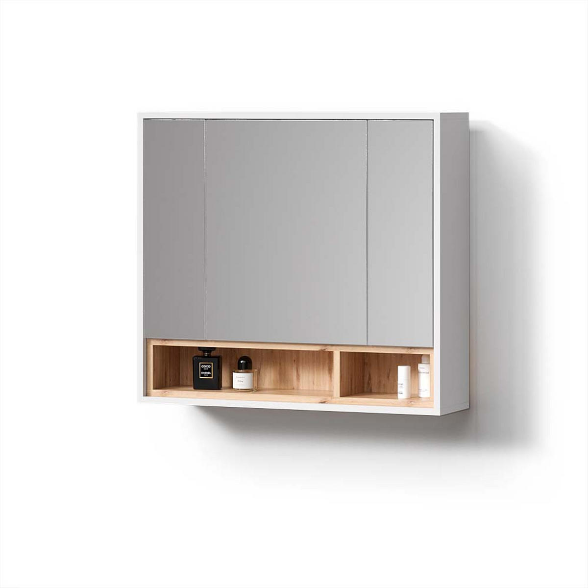 BADSPIEGELSCHRANK Temo Weiß 80 x 72 cm - Weiß, Holzwerkstoff (80/72/20cm) - Livinity®