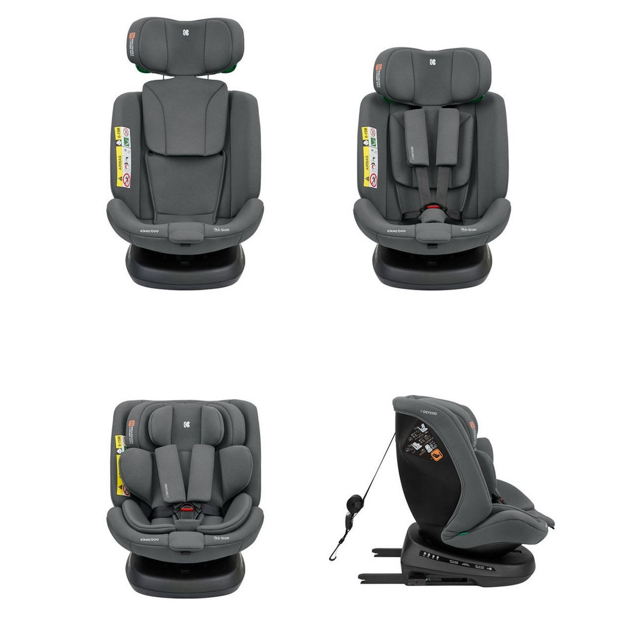 KINDERSITZ i-Defend i-Size grau (40-150cm) Isofix, 360 Grad Drehung, SPS - Grau, Kunststoff (44/56/48cm) - Kikka boo