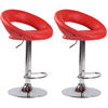 BARHOCKER 2er Set Mekim Kunstleder Rot Silber - Rot, Leder/Metall (53/80/47cm) - DELUKE