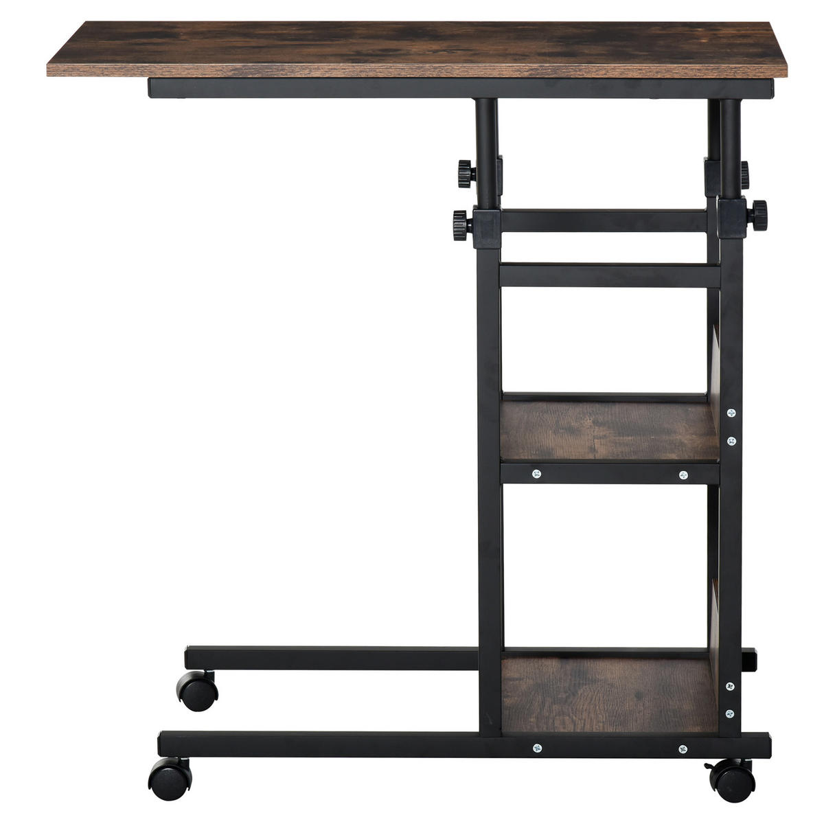 LAPTOPTISCH DE-14861 höhenverstellbar mit 2 Regalen Braun - Braun, Holzwerkstoff (80/40/82cm) - ComfortXL