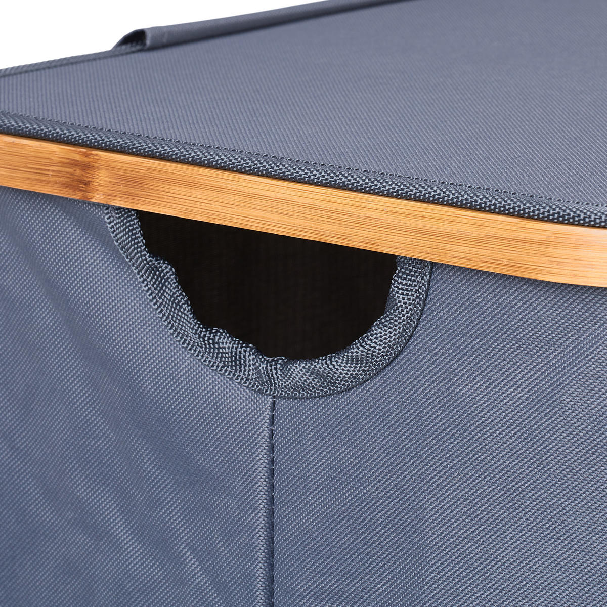 WÄSCHEKORB - Grau, Holz/Textil (54/75/34cm) - Relaxdays